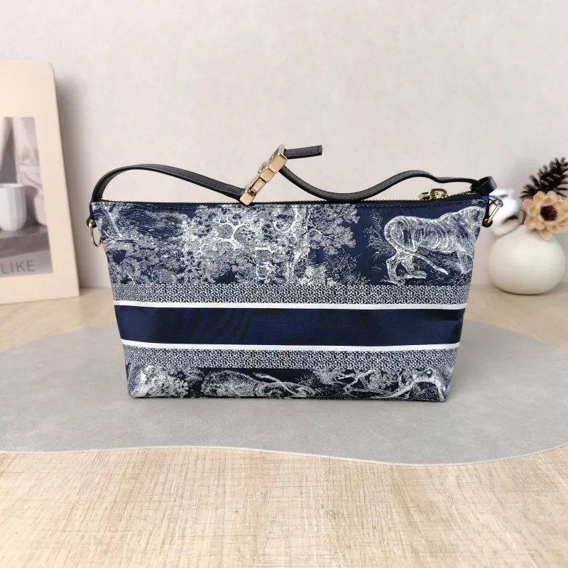 DIOR Top Handle Bag Travel Nomad Collection · White Blue Medium 22 × 9.5 × 13 cm — cover view 4 of 6