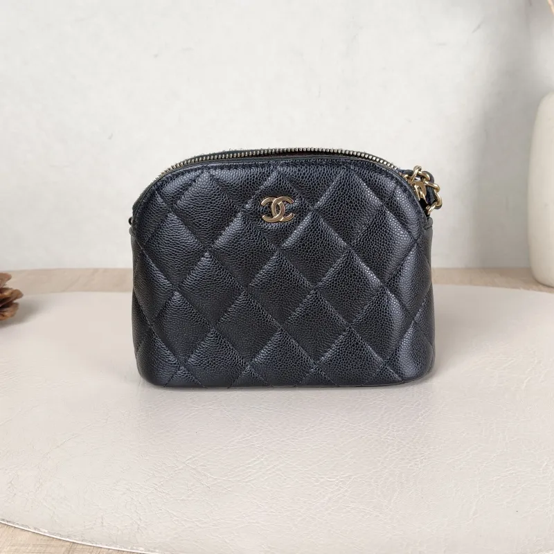 Chanel Crossbody Bag Chain Bag Black Grained Calfskin One Size 16 × 2.5 × 11 cm