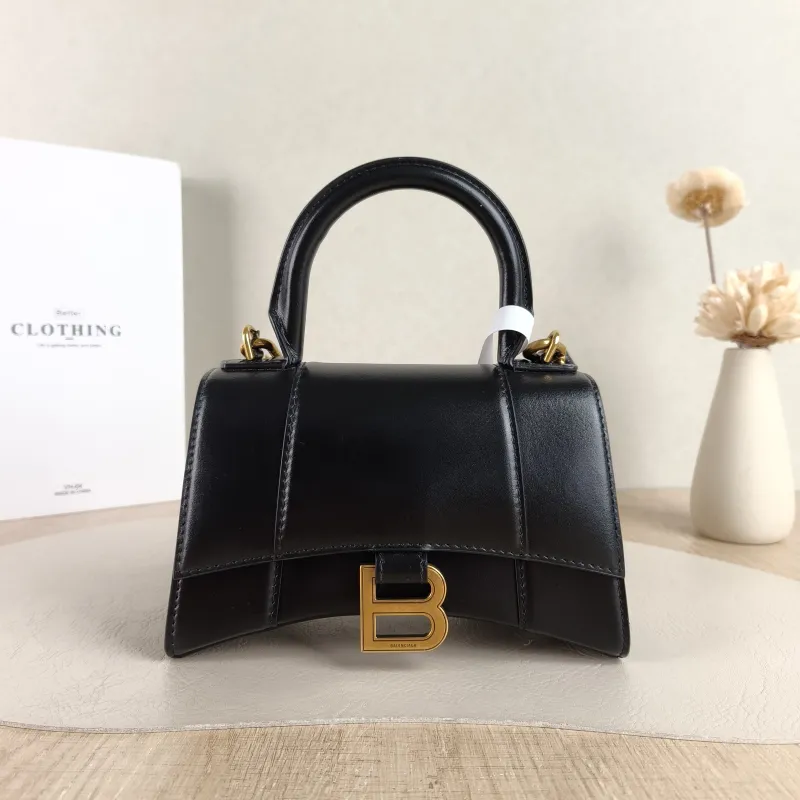 BALENCIAGA Crossbody Bag Hourglass Hourglass Bag Black Calfskin XS 19 × 8 × 13 cm