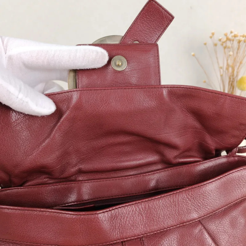 Bvlgari Top Handle Bag Vintage Crossbody Bag Burgundy Calfskin One Size30 × 6 × 17 cm — detail view 11 of 13