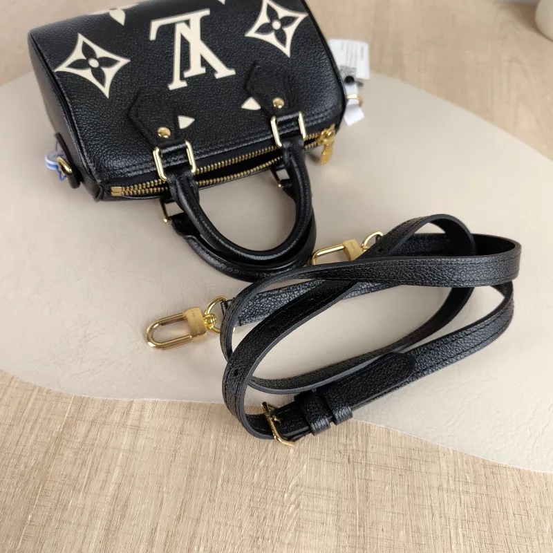 Louis Vuitton Crossbody Bag Speedy Nano Black · White Empreinte Embossed Calfskin nano 16 × 7.5 × 10 cm — detail view 4 of 9