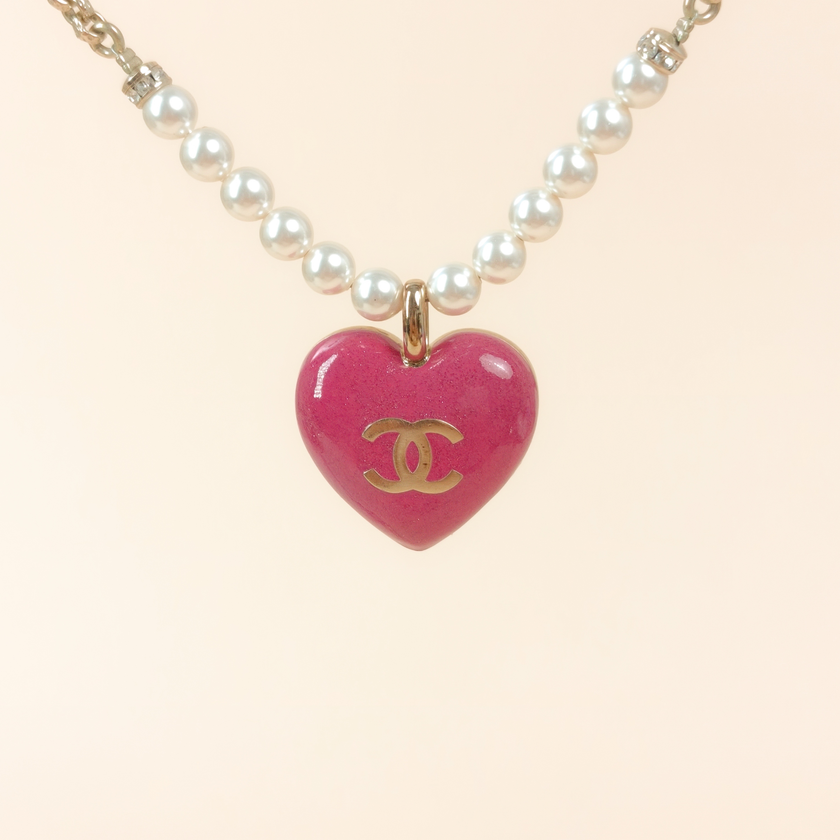 Chanel Necklace Necklace Pink Pearl One Size37cm