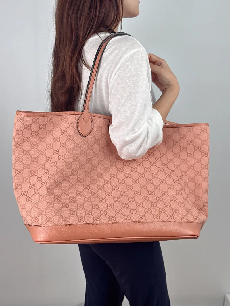 GUCCI Shoulder Bag ophidia GG Tote Bag Pink Canvas One Size 40 × 19 × 32 cm — on-model view 2 of 2