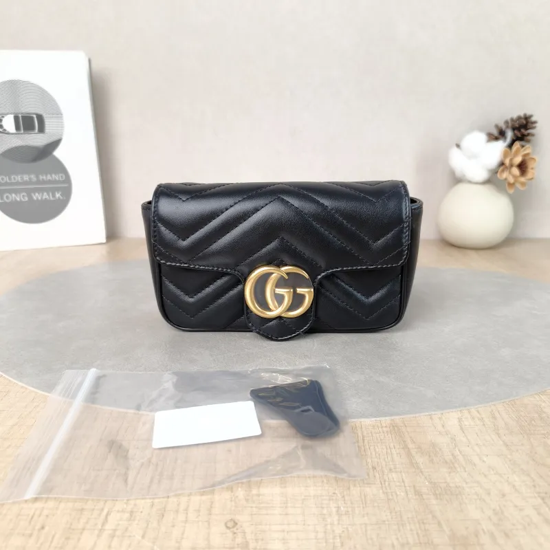 GUCCI Crossbody Bag GG Marmont Mini Marmont Mini Black Calfskin Mini 16.5 × 4.5 × 9.5 cm — cover view 6 of 6