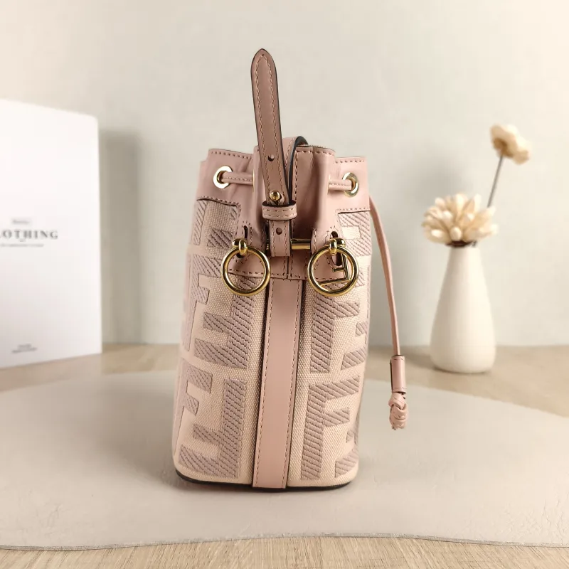 FENDI Crossbody Bag Mon Tresor Bucket Bag Pink Canvas Mini 12 × 10 × 18 cm — detail view 10 of 10