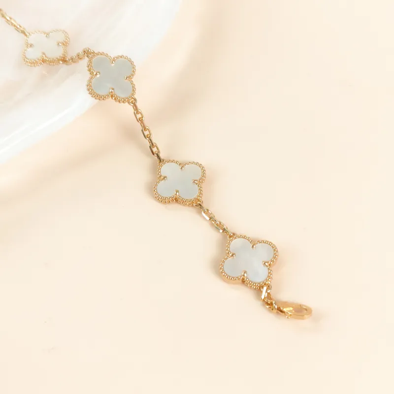 Van Cleef & Arpels Bracelet Alhambra Alhambra Collection Five-Motif Bracelet Pearl · White Mother-of-Pearl18KY ellow Gold Vintage Small17cm — cover view 6 of 7