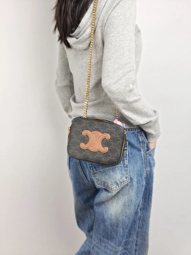 CELINE Crossbody Bag Box Triomphe Box Bag Monogram PVC Mini 16 × 7 × 12 cm — on-model view 2 of 2