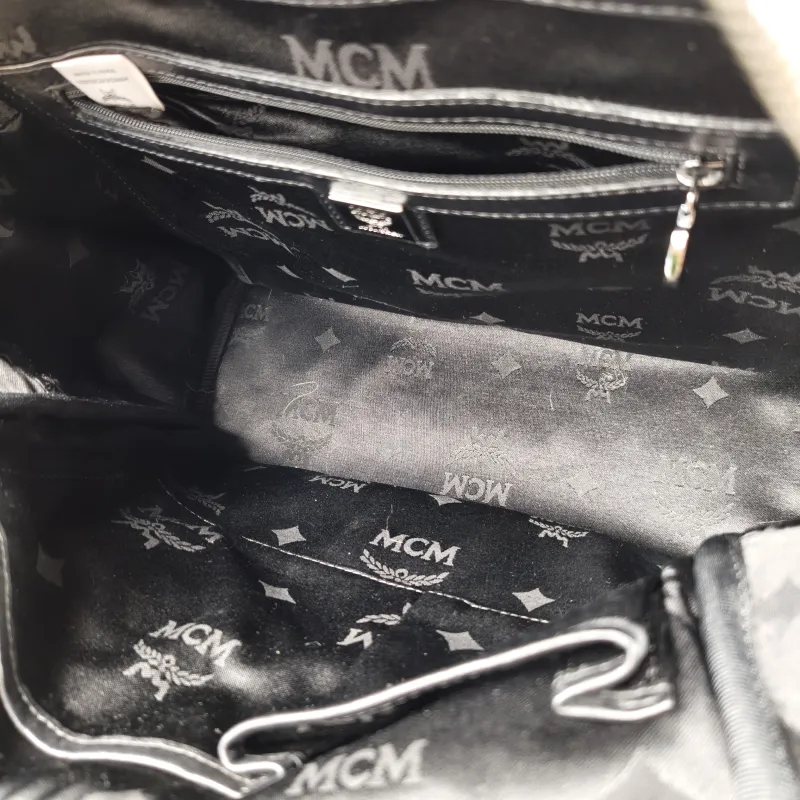 MCM Backpack Backpack Silver Canvas 32.5 × 15 × 39 cm — detail view 10 of 11