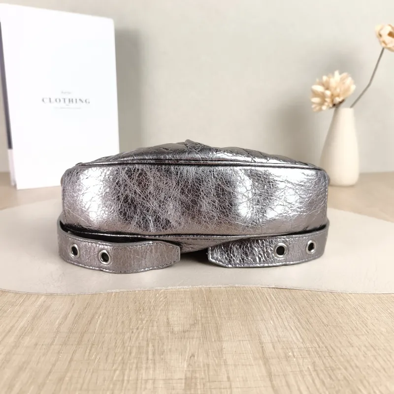 BALENCIAGA Crossbody Bag LE CAGOLE Silver Calfskin XS 26 × 7 × 16 cm — cover view 3 of 5