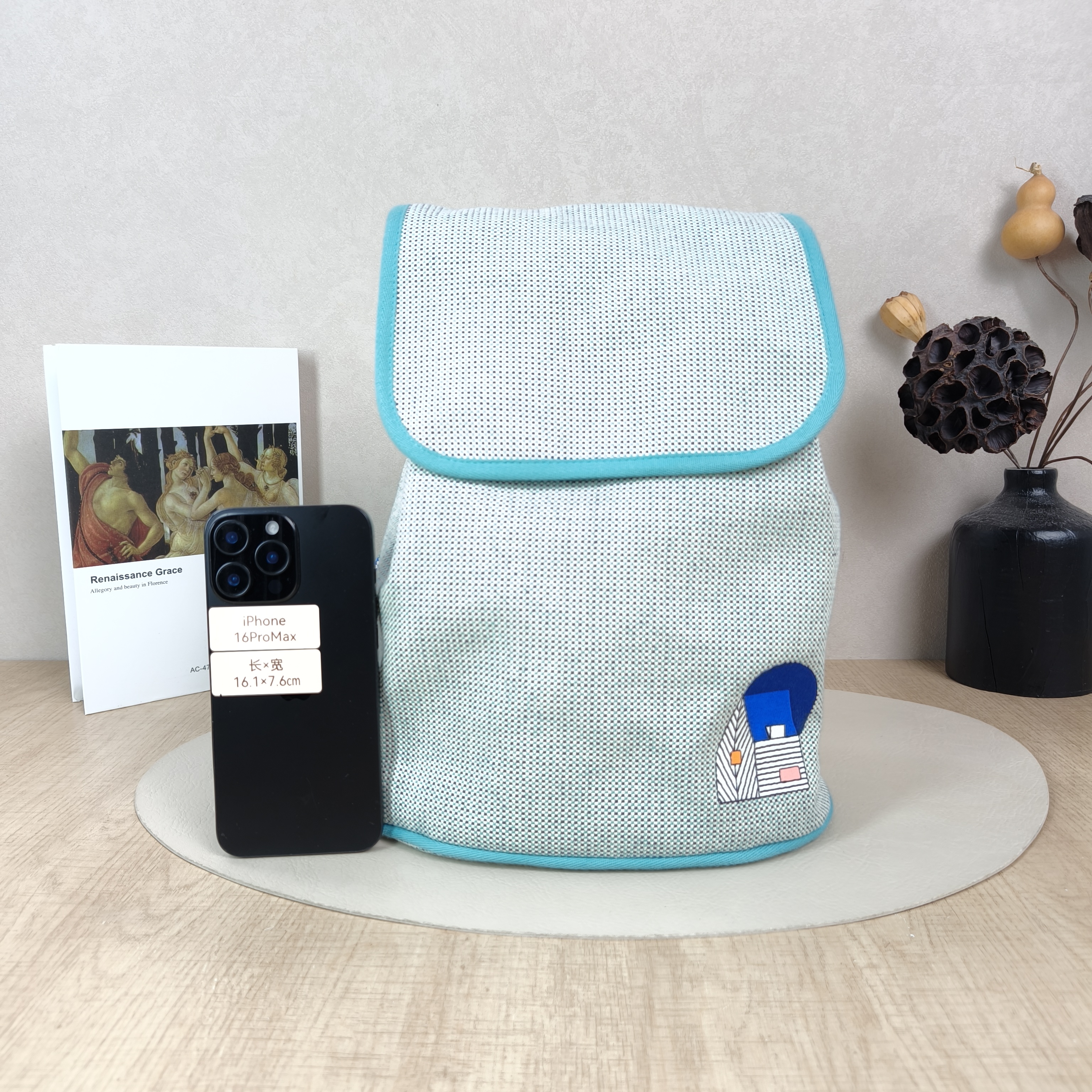 Hermès Backpack Backpack Green Canvas One Size23 × 15 × 30 cm — cover view 4 of 5
