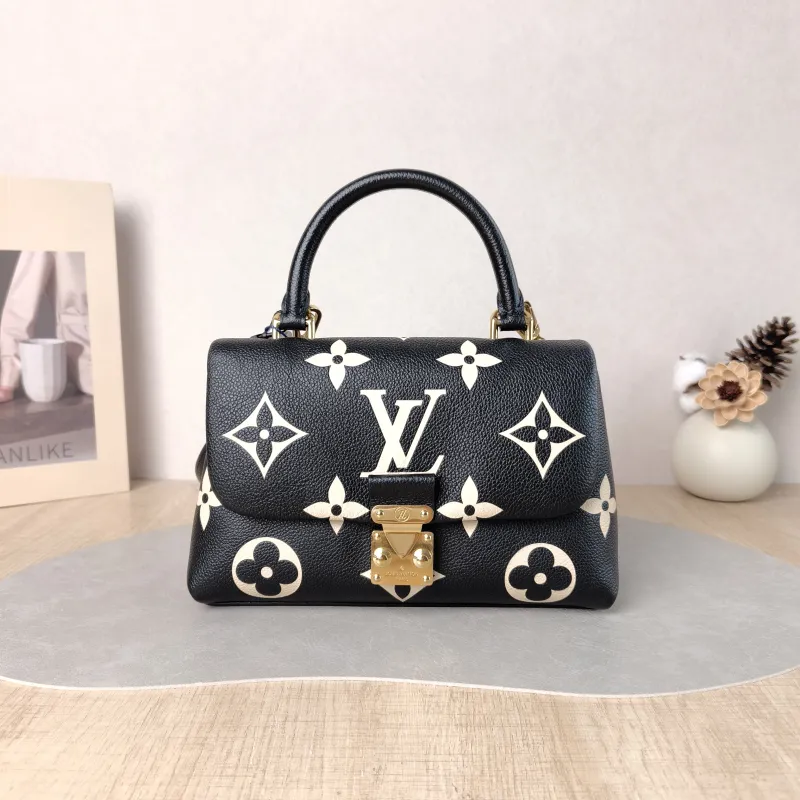 Louis Vuitton Crossbody Bag MADELEINE Black · White Monogram Empreinte Embossed Calfskin BB 24 × 8.5 × 17 cm
