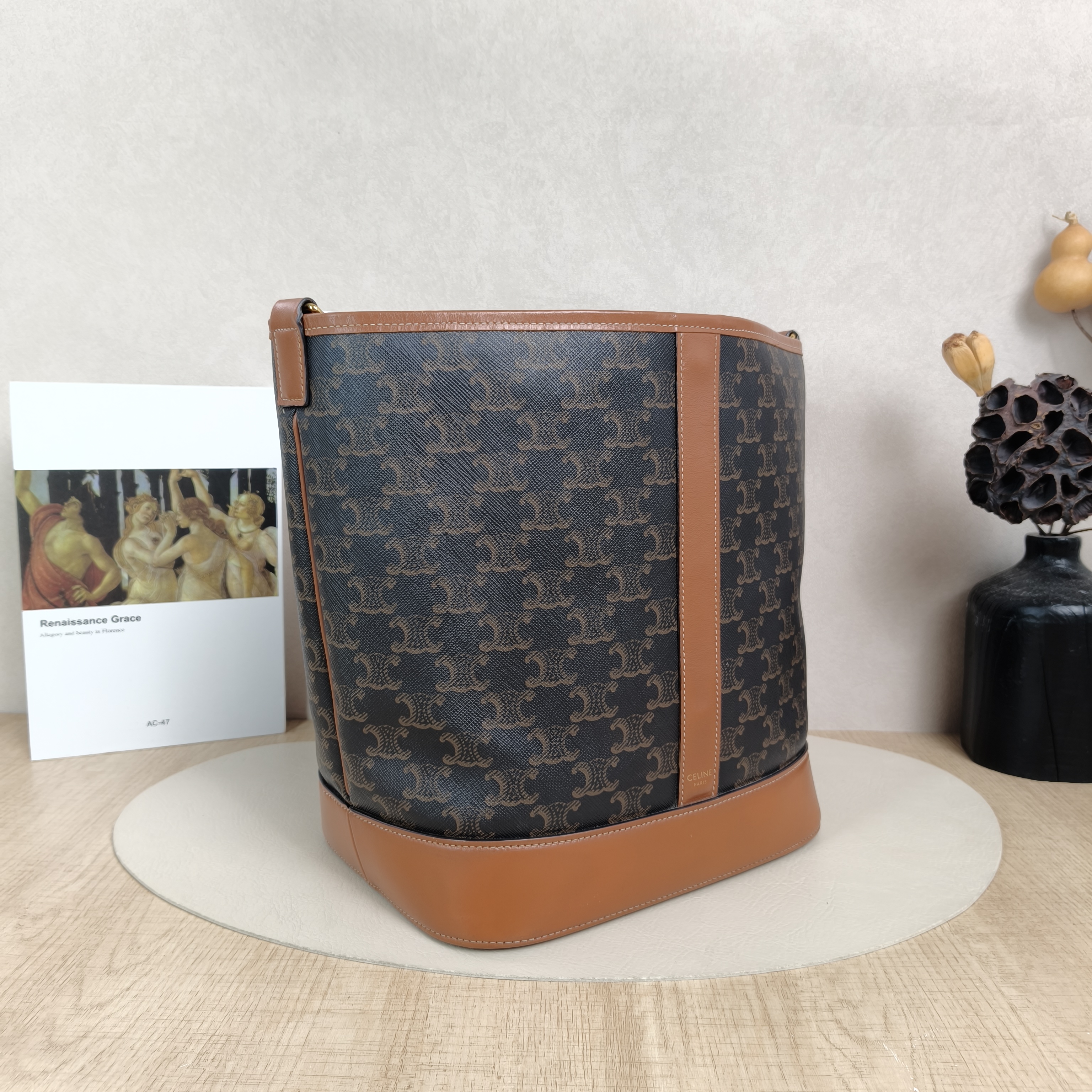 CELINE Crossbody Bag Triomphe Bucket Bag Monogram PVC Medium24 × 18 × 27 cm — cover view 3 of 5