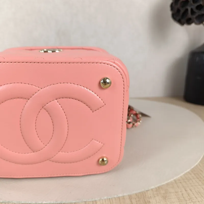 Chanel Crossbody Bag Box Cosmetic Bag Pink Calfskin One Size 15 × 12 × 12 cm — detail view 7 of 10