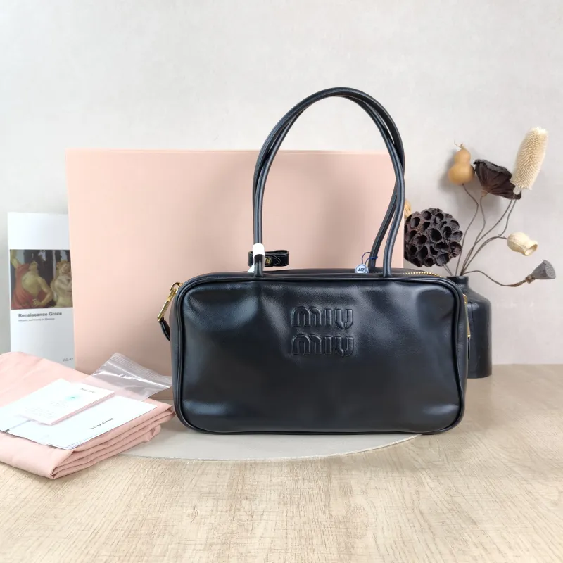 Miumiu Top Handle Bag Beau Black Calfskin Medium30 × 8.5 × 17 cm — cover view 3 of 6