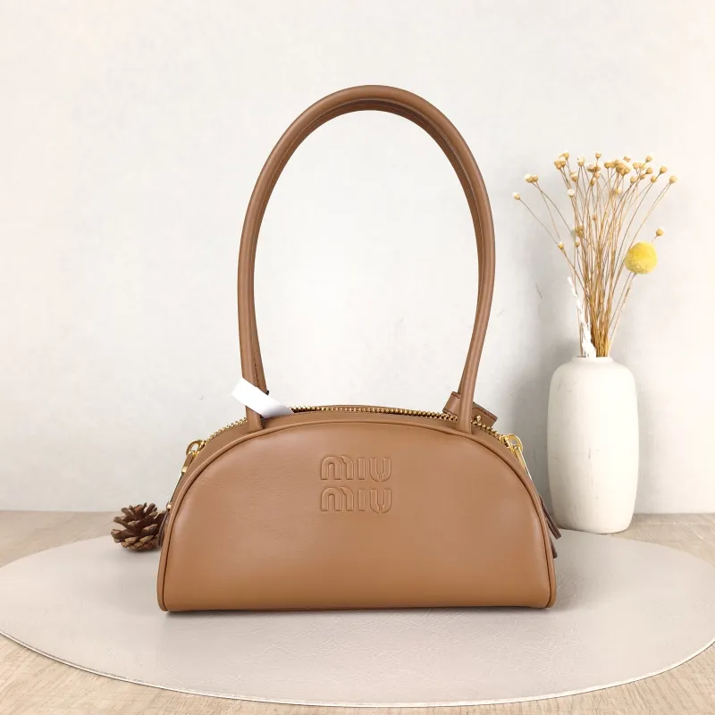 Miumiu Shoulder Bag Beau Brown Calfskin Small 23 × 10 × 11.5 cm