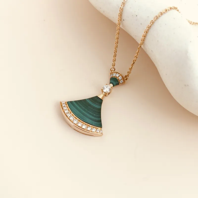 Bvlgari Necklace DIVAS’ DREAM Collection Malachite Pavé Diamond Malachite Diamond18KR ose Gold Large43cm — cover view 6 of 7
