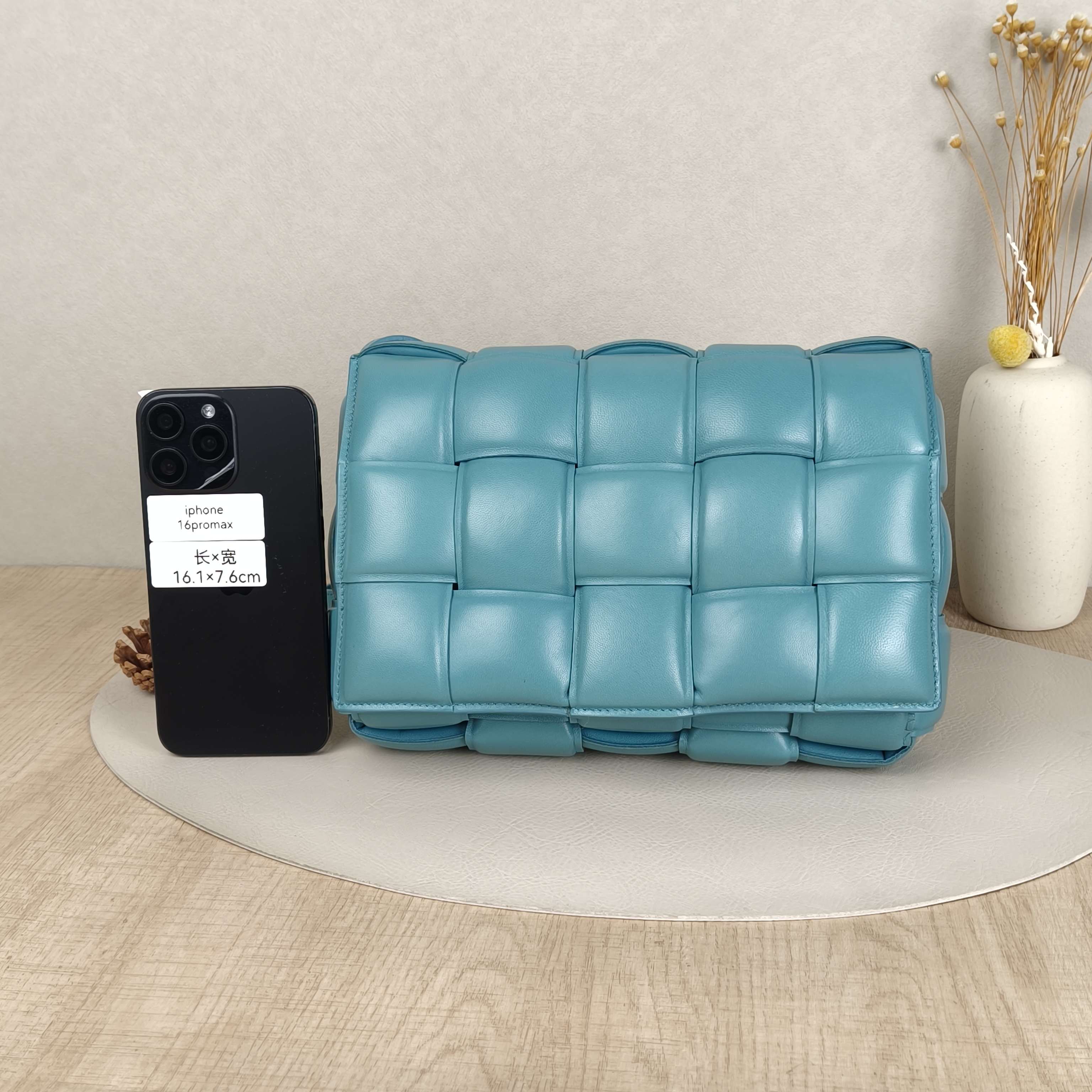 Bottega Veneta Crossbody Bag Cassette Woven Blue Lambskin 25 × 5.5 × 14.5 cm — cover view 6 of 9