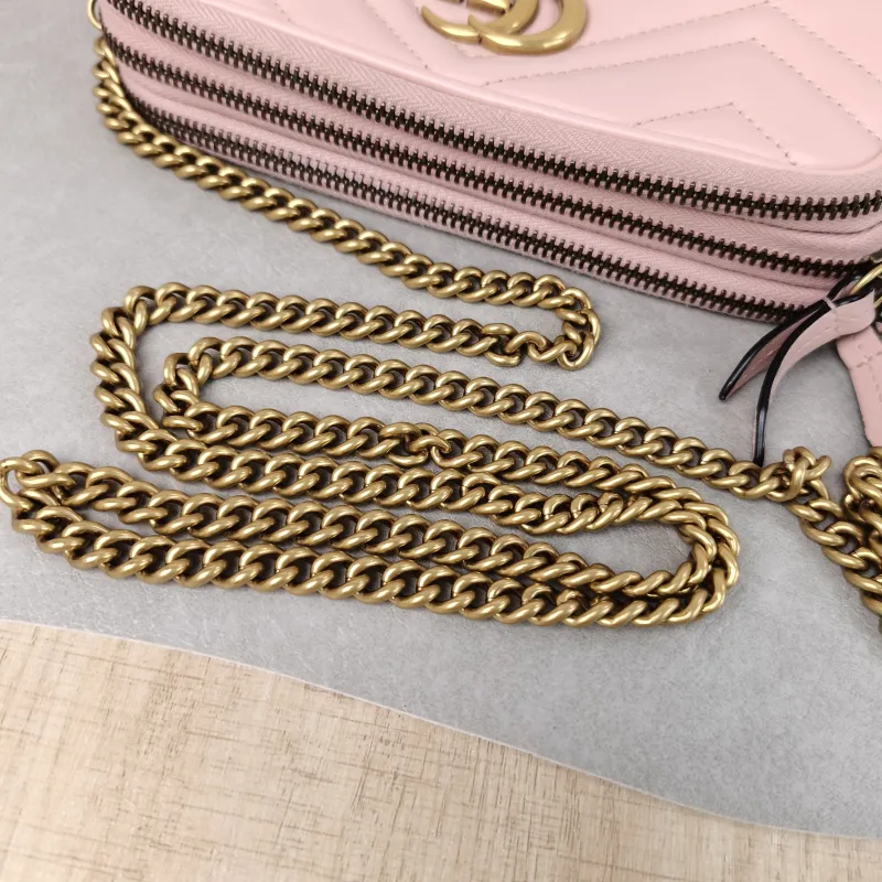 GUCCI Crossbody Bag GG Marmont Marmont Camera Bag Pink Calfskin One Size 19 × 5 × 10 cm — detail view 5 of 9