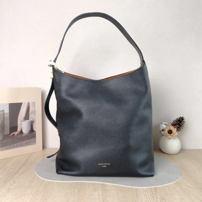 Louis Vuitton Shoulder Bag Low Key Hobo Shoulder Bag Black Calfskin Medium 31 × 18 × 35 cm