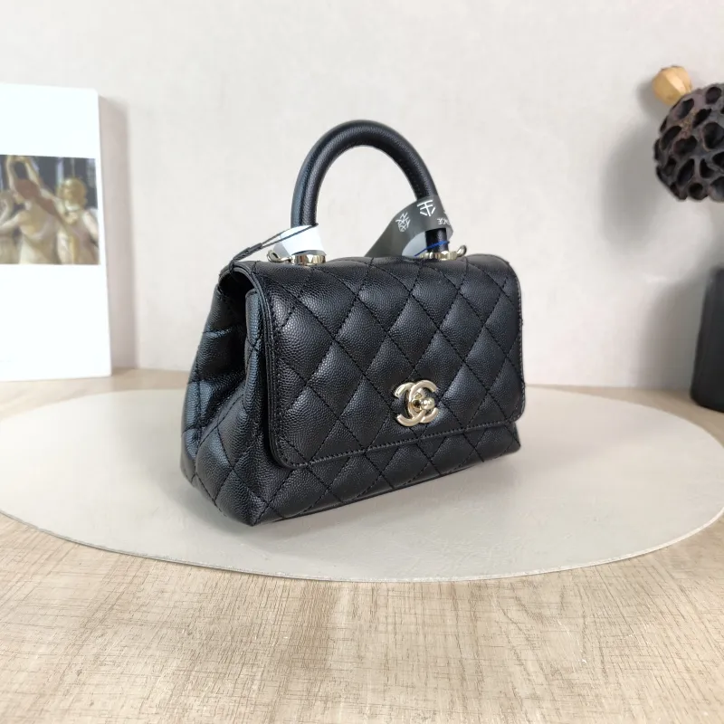 Chanel Top Handle Bag Coco Handle Black Grained Calfskin Mini 19 × 9 × 13 cm — cover view 3 of 5