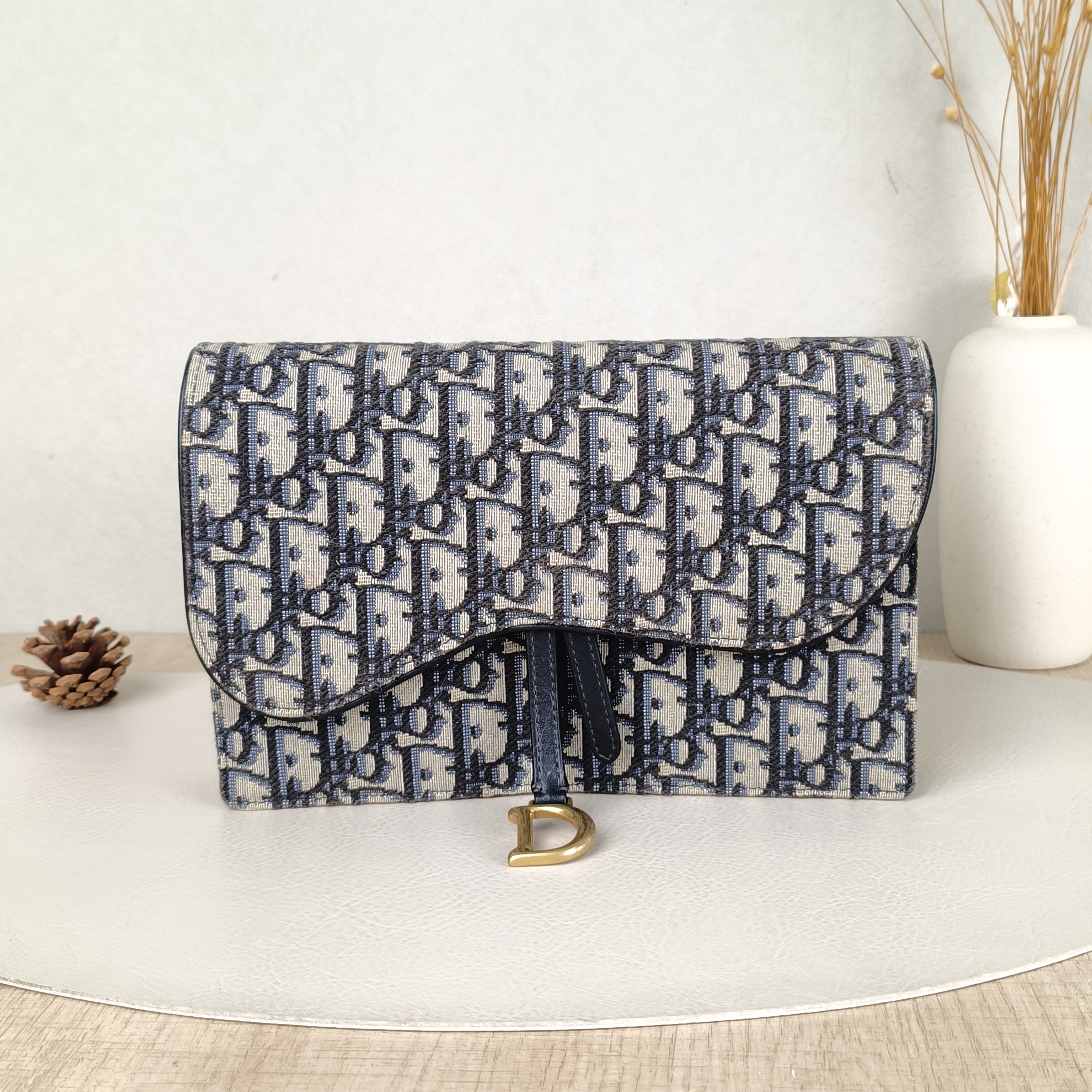 DIOR Crossbody Bag woc Blue Canvas Medium21.5 × 4.5 × 13.5 cm