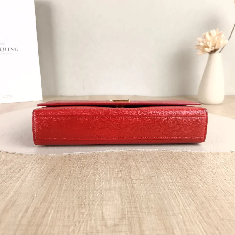 SAINT LAURENT Crossbody Bag KATE Red Calfskin Medium 24 × 5.5 × 14.5 cm Conditioned — cover view 2 of 5