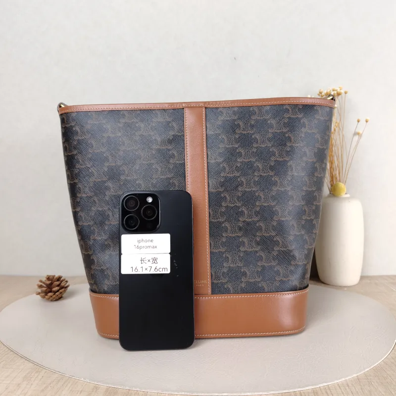 CELINE Crossbody Bag Triomphe Bucket Bag Monogram PVC Medium 24 × 18 × 27 cm — cover view 2 of 5