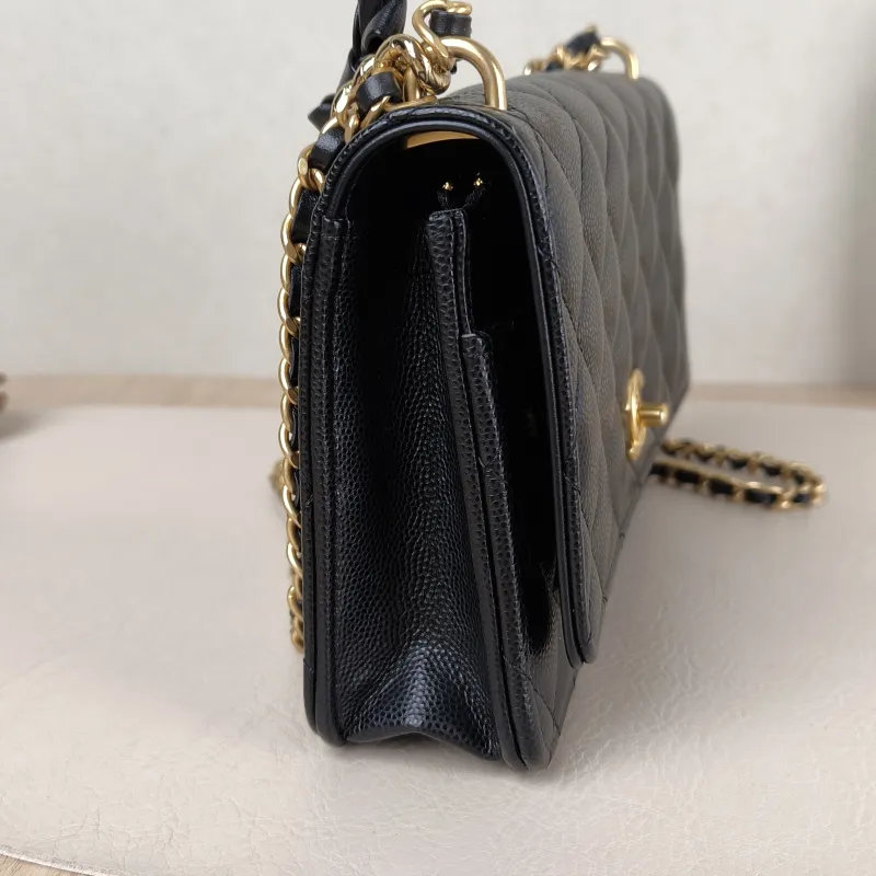 Chanel Crossbody Bag 24s woc Black Grained Calfskin Mini 19.2 × 3.5 × 12.3 cm — detail view 1 of 14