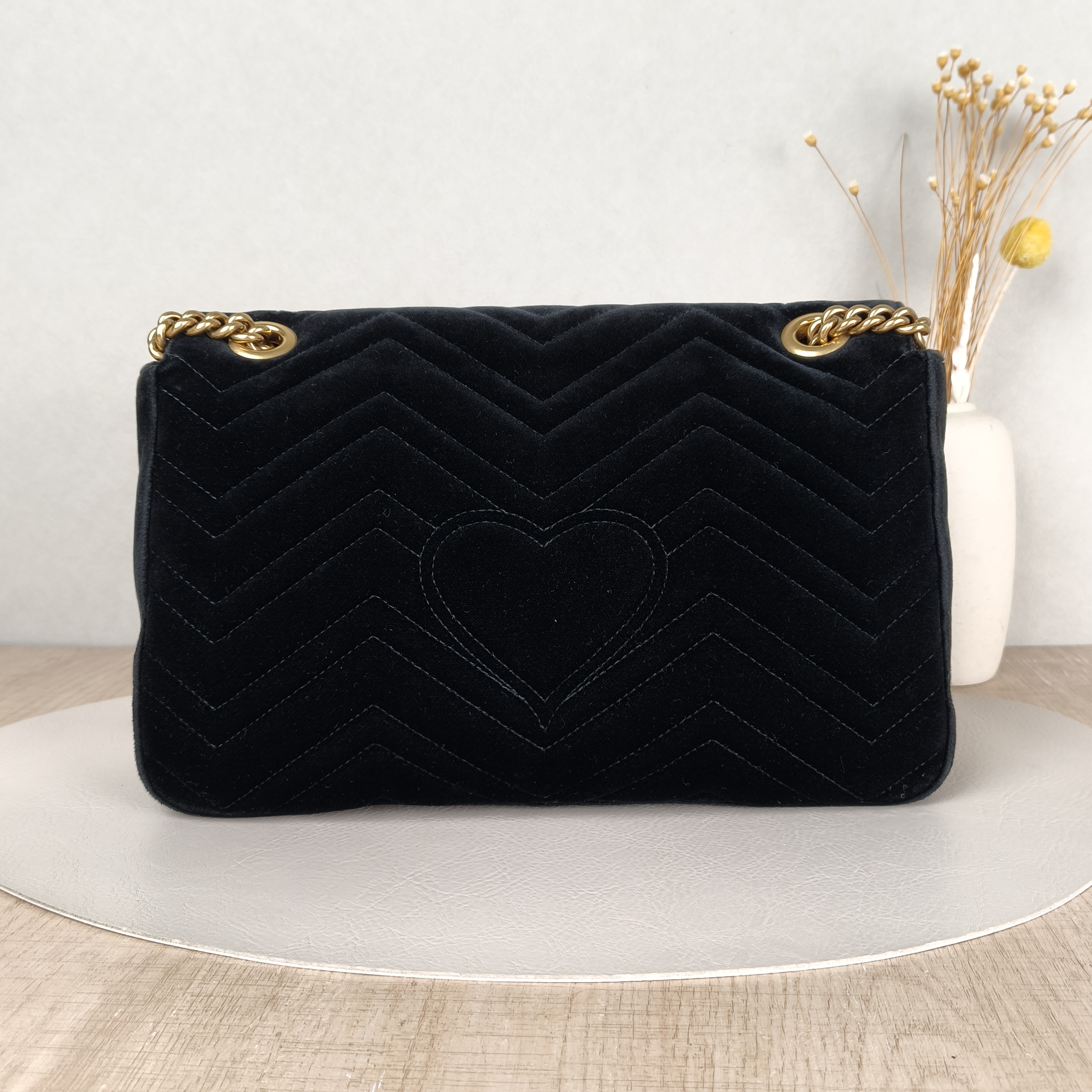 GUCCI Crossbody Bag GG Marmont Marmont 31Pearl Embroidered Black Velvet Large31 × 7 × 19 cm — cover view 5 of 5