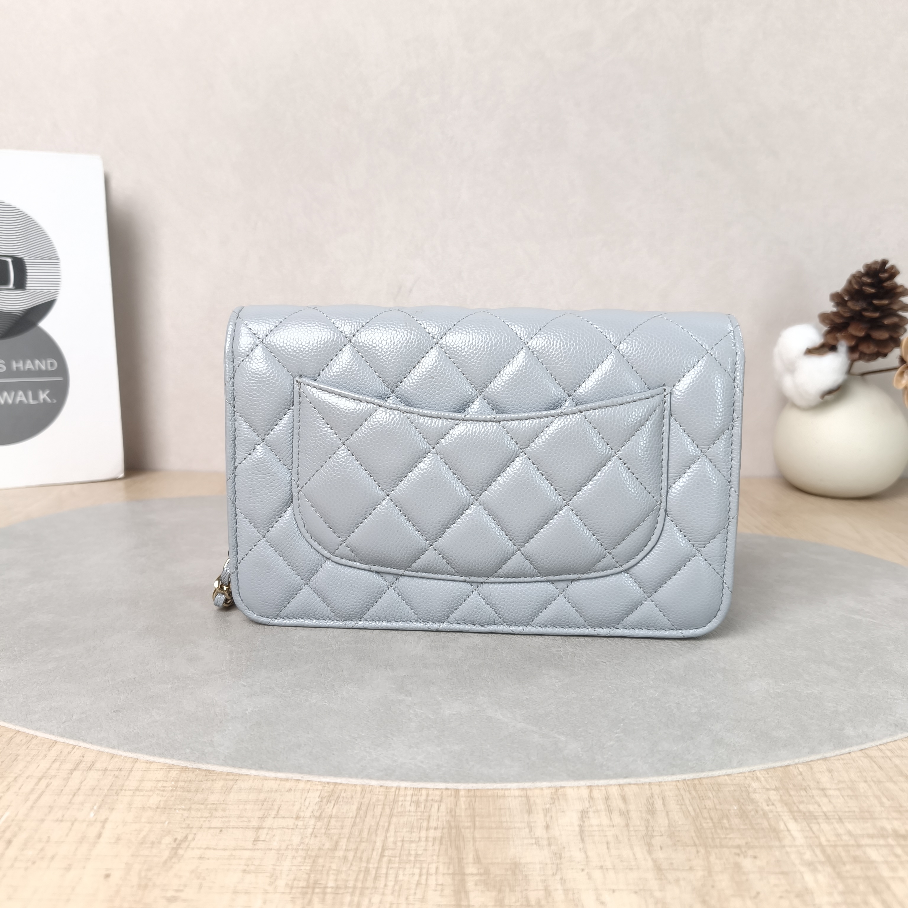 Chanel Crossbody Bag Classic Flap WOC CF WOC Grey Grained Calfskin One Size19.2 × 3.5 × 12.3 cm — cover view 2 of 5