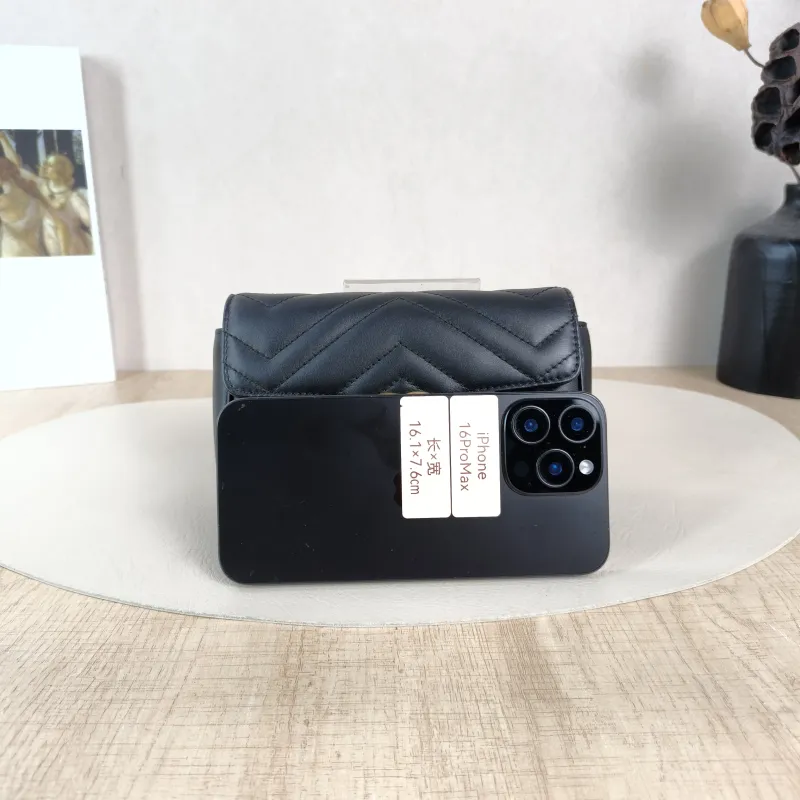 GUCCI Crossbody Bag GG Marmont Mini Marmont Mini Black Calfskinmini16.5 × 4.5 × 9.5 cm — cover view 4 of 6