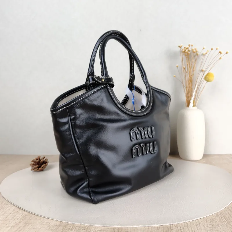Miumiu Shoulder Bag IVY Tote Shopping Tote Black CC alfskin Small 22 × 12 × 23.5 cm — cover view 5 of 5