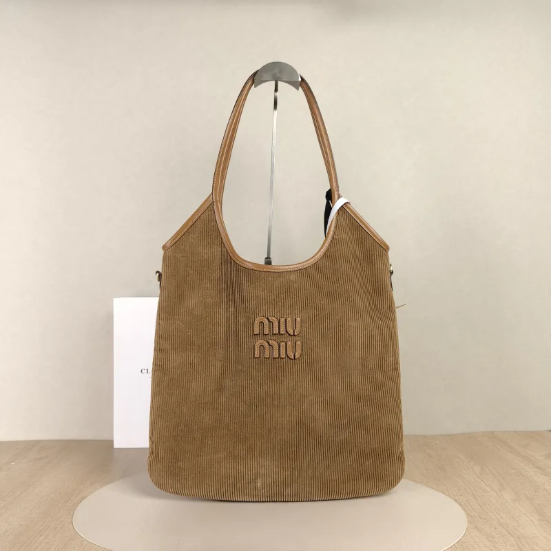 Miumiu Shoulder Bag IVY Tote Shopping Tote Brown Suede Medium35*40