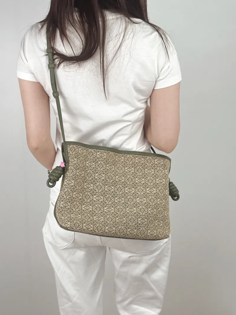 LOEWE Crossbody Bag Flamenco Green Monogram Canvas Medium30 × 10.5 × 24.5 cm — on-model view 2 of 2