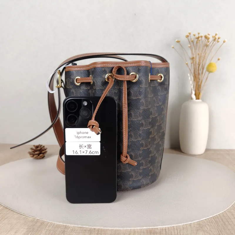 CELINE Crossbody Bag Triomphe Bucket Bag Monogram PVC Small 14 × 14 × 21 cm — cover view 4 of 5