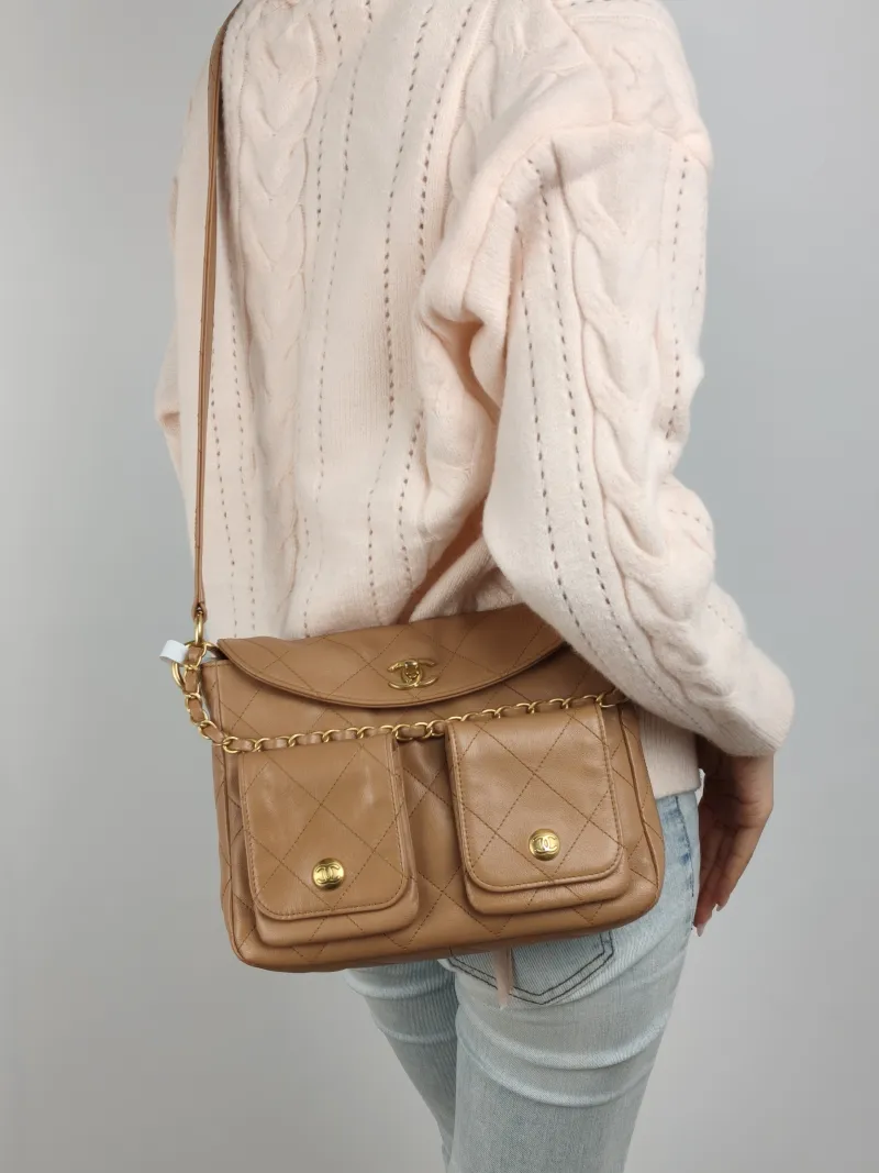 Chanel Shoulder Bag Supple Twins Hobo Calfskin Small 24.5 × 5 × 19 cm — on-model view 1 of 2