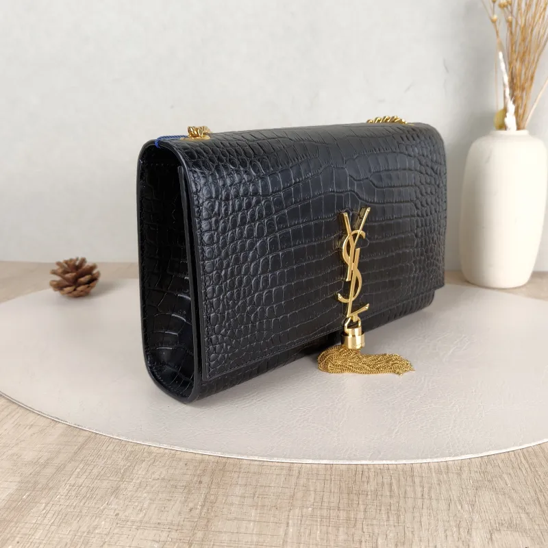 SAINT LAURENT Crossbody Bag KATE Edition Black Calfskin Medium 24 × 5.5 × 14.5 cm — cover view 4 of 5