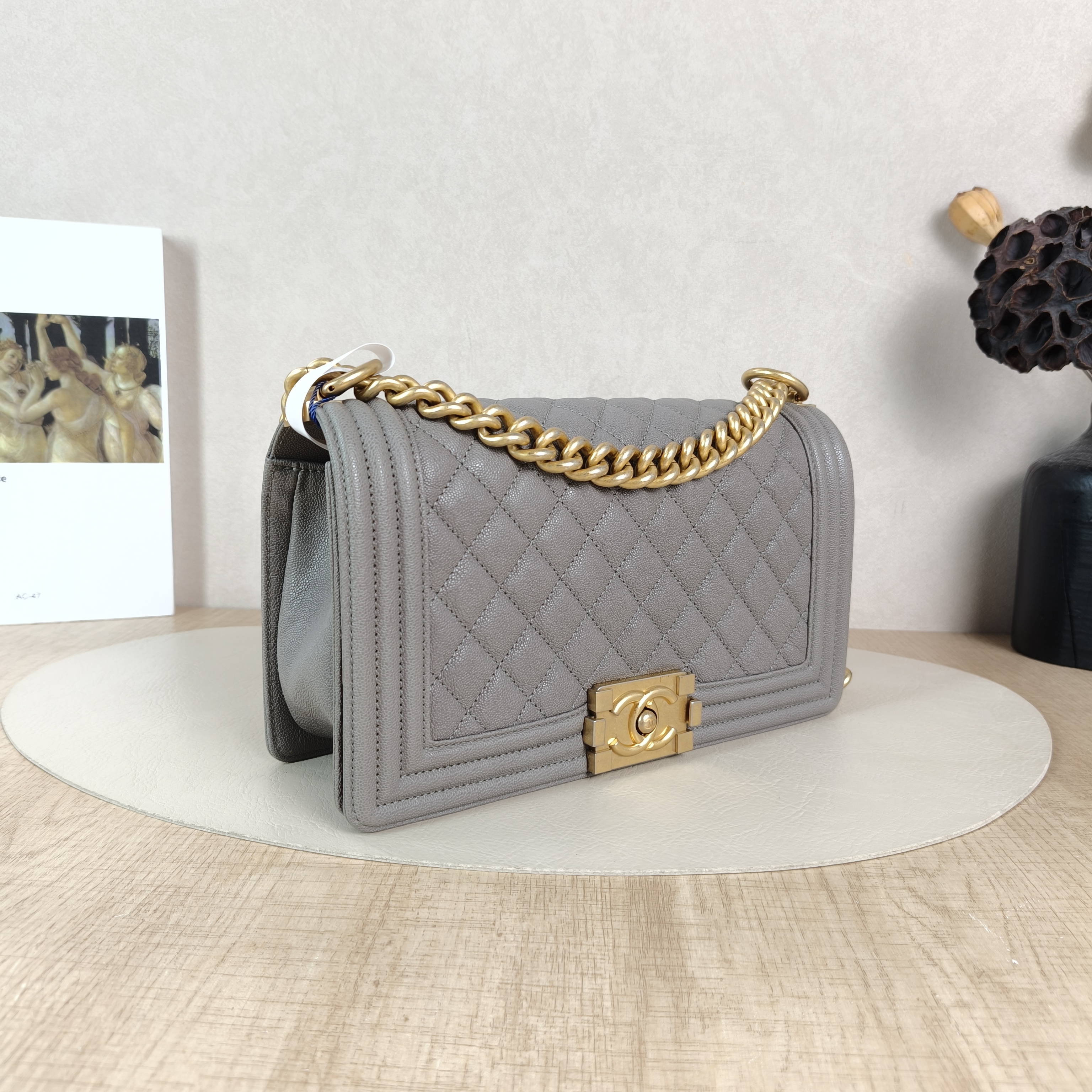 Chanel Crossbody Bag Le BoyGrey Grained Calfskin Medium25 × 9 × 15 cm — cover view 5 of 5