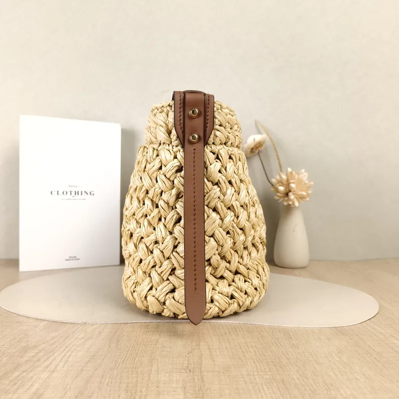 PRADA Shoulder Bag Bucket Bag Brown Woven One Size27 × 14 × 25 cm — detail view 12 of 13