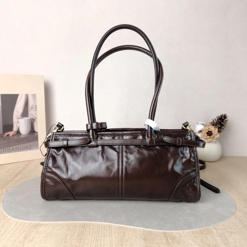 PRADA Shoulder Bag Bonnie Soft Lux Waxed Leather Medium 32 × 12 × 15.5 cm — cover view 4 of 6