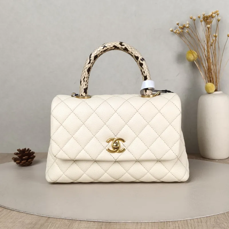 Chanel Top Handle Bag Coco Handle​ Beige Grained Calfskin Small 24 × 10 × 14 cm 26