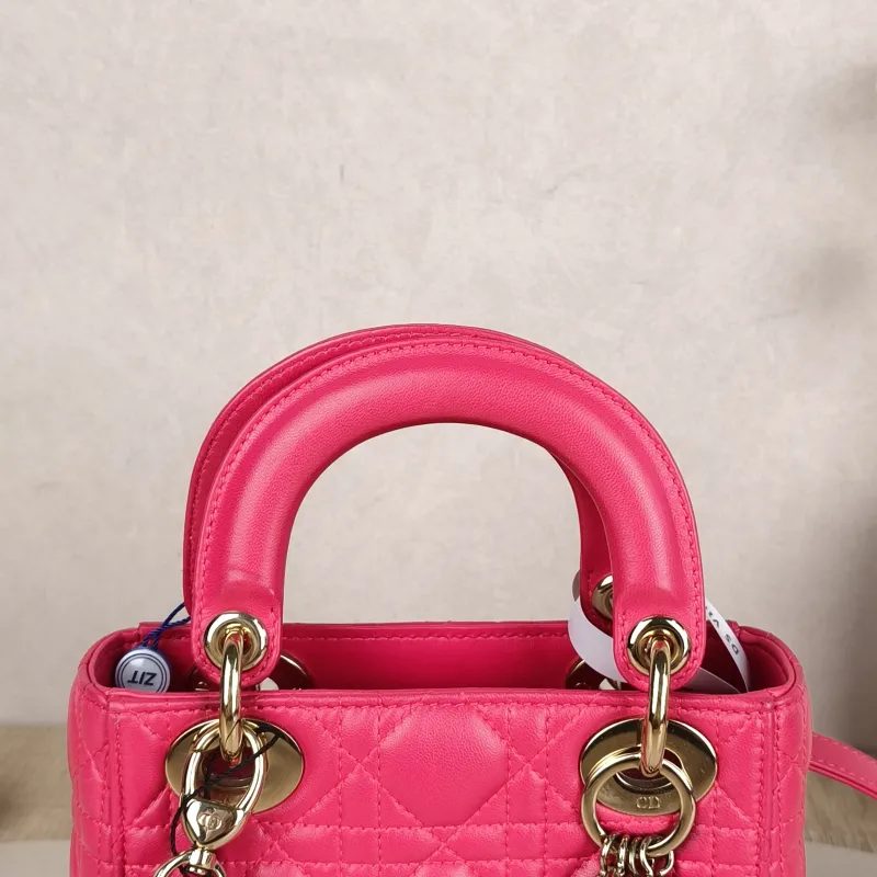 DIOR Lady Lady Dior Bag mini Pink Lambskin · Shoulder Strap Dust Bag · 17 × 7 × 15 cm — detail view 4 of 10