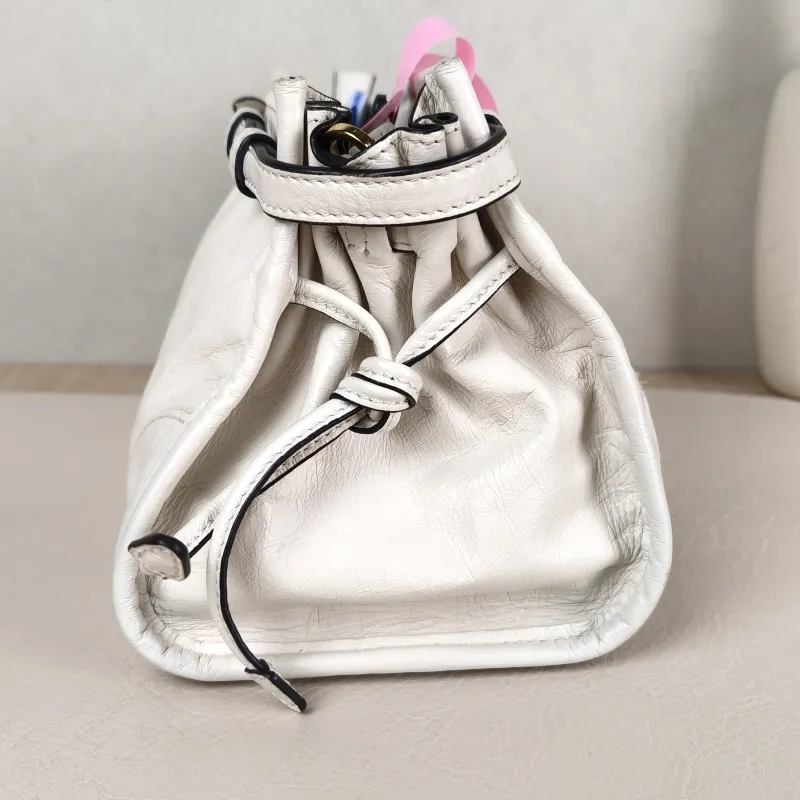 PRADA Crossbody Bag Bonnie Soft Lux Shoulder Strap Edition White Waxed Leather Calfskin Small 26 × 12 × 14 cm Conditioned — detail view 6 of 12
