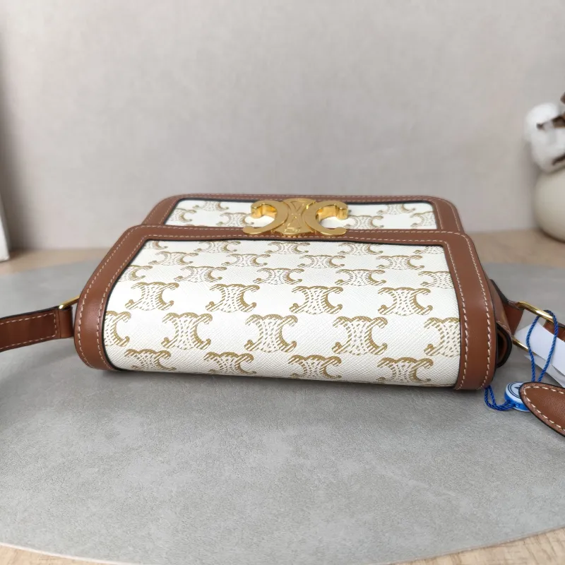 CELINE Crossbody Bag Teen Triomphe White PVC Small18.5 × 6 × 14 cm — detail view 5 of 16