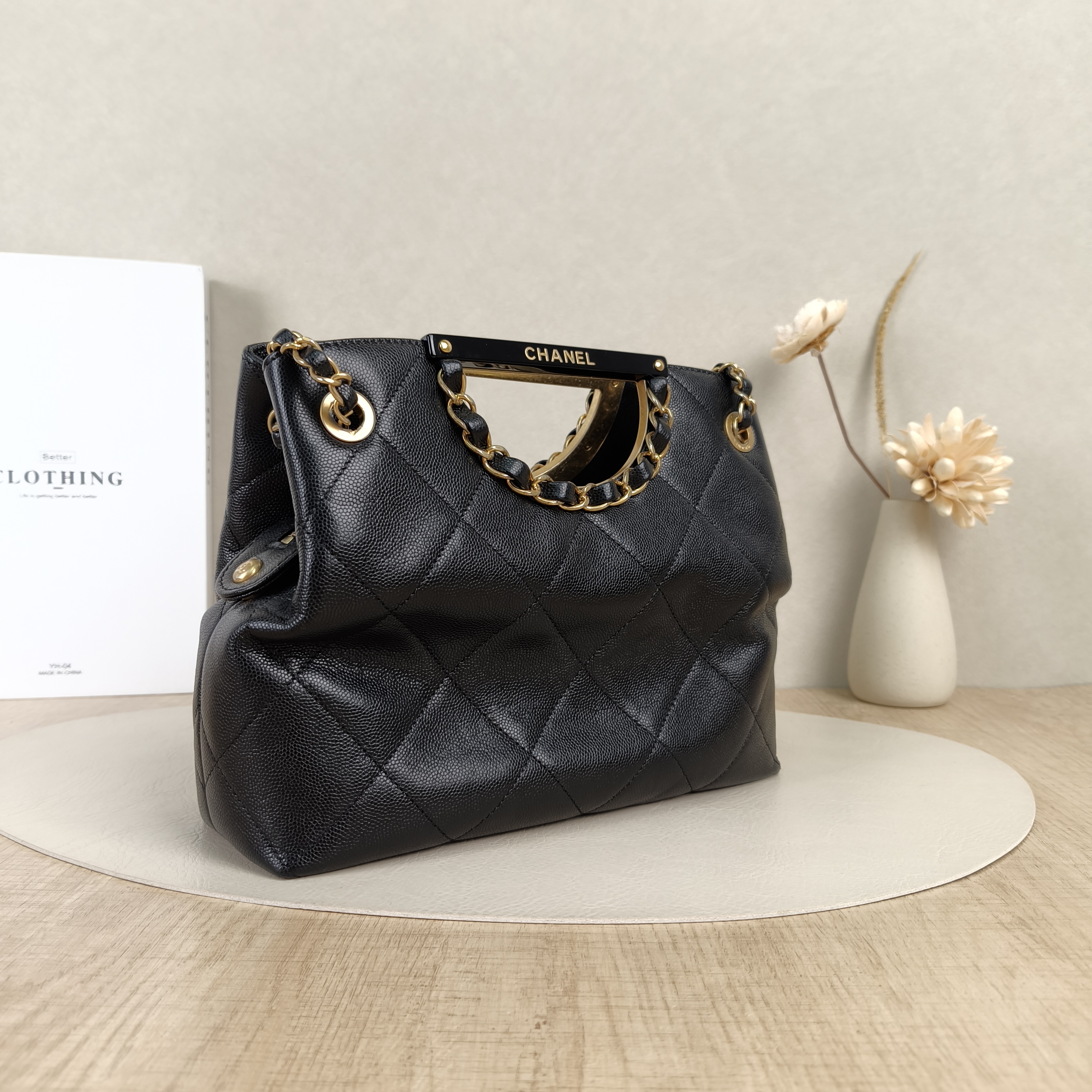 Chanel Shoulder Bag tote Black Grained Calfskin One Size25 × 8 × 20 cm — cover view 7 of 9