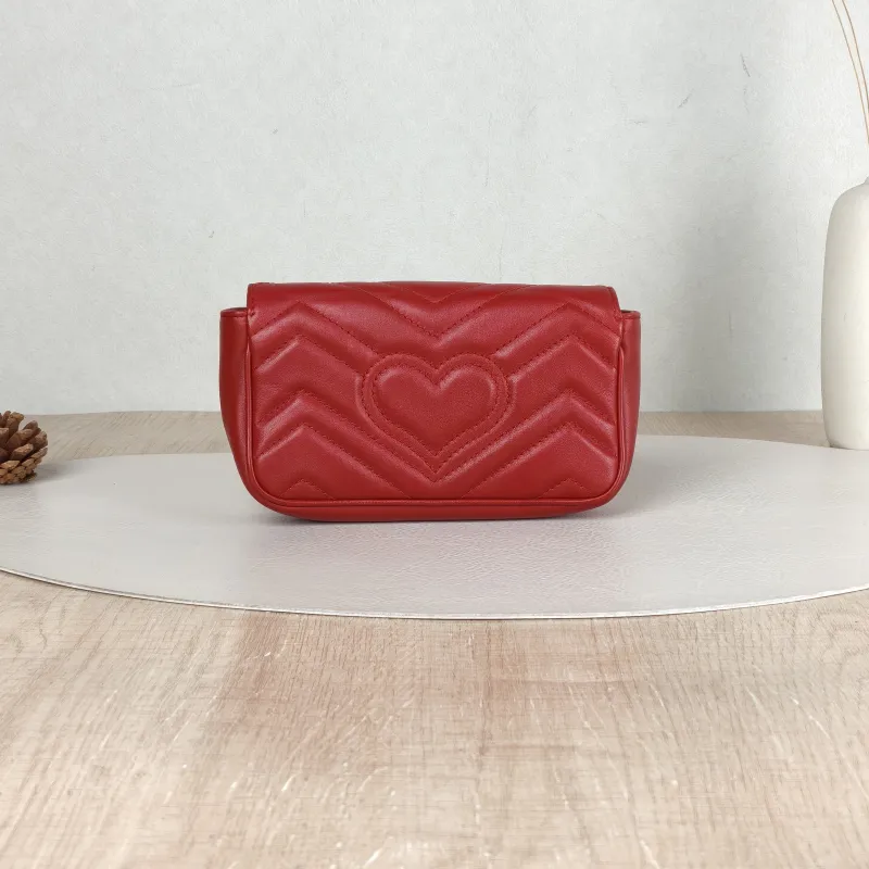 GUCCI Crossbody Bag GG Marmont Mini Marmont Mini Red Calfskin Mini 16.5 × 4.5 × 9.5 cm — cover view 3 of 5