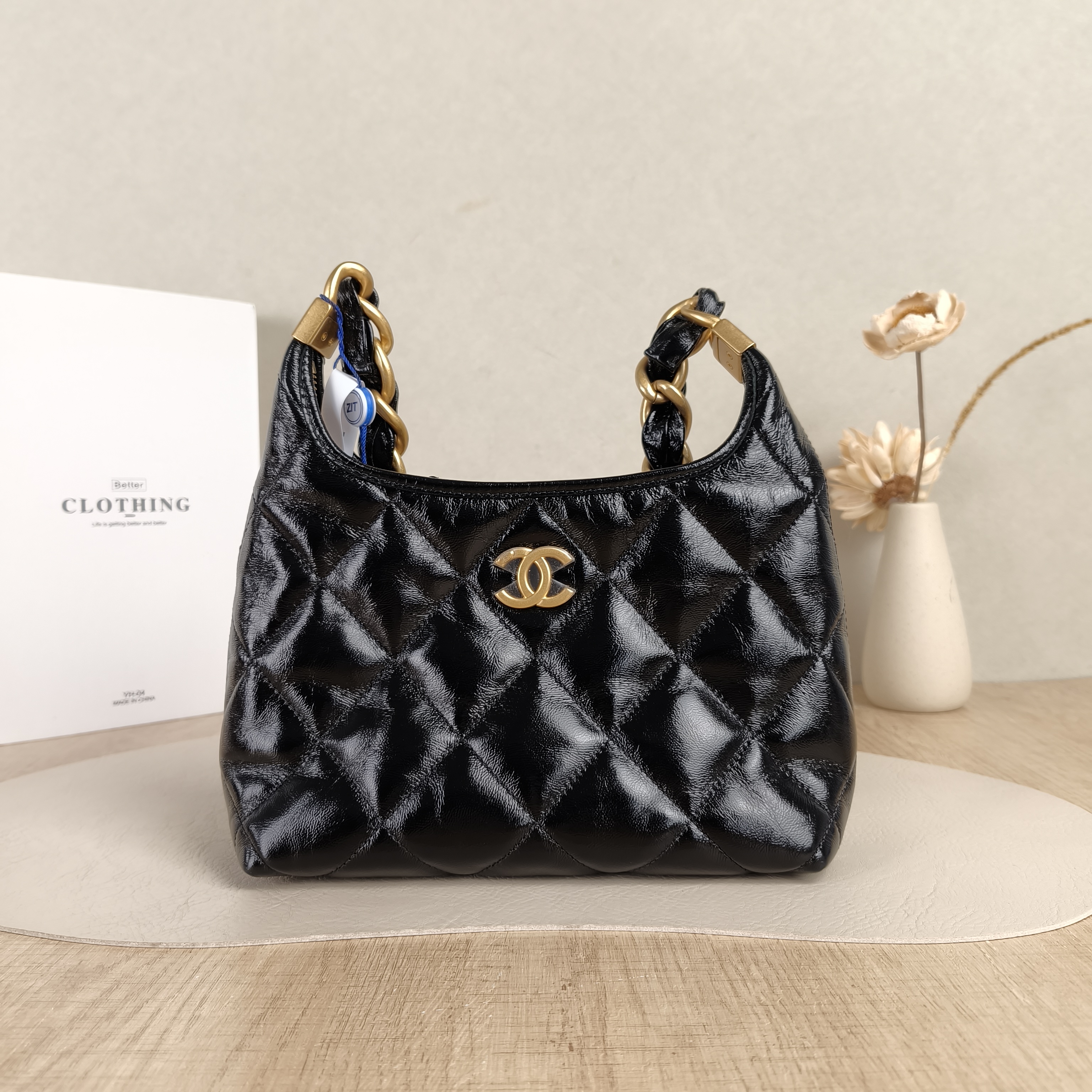 Chanel Shoulder Bag24A Hobo Black Lambskin Small22.5 × 8.5 × 19.5 cm