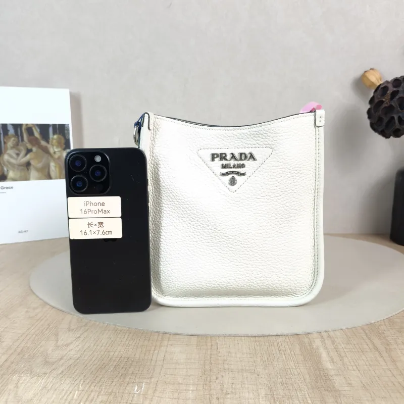 PRADA Crossbody Bag Crossbody Bag White Calfskin One Size 18 × 6.5 × 19.5 cm — cover view 2 of 5