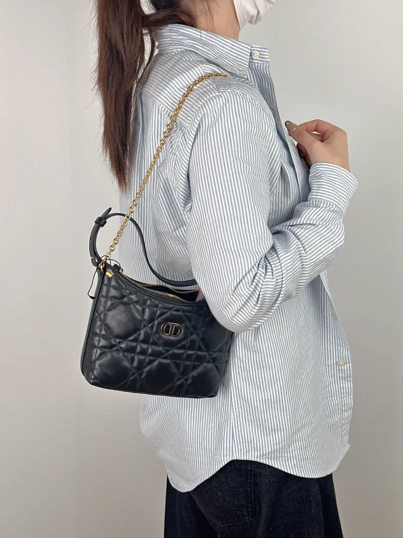 DIOR Shoulder Bag Miss Caro Chain Bag Black Lambskin Mini 19 × 7 × 14 cm — on-model view 2 of 2