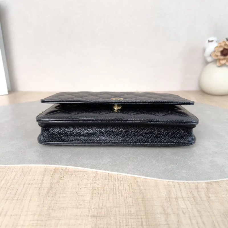 Chanel Crossbody Bag Classic Flap WOC CF WOCWOC Bag Black Grained Calfskin Mini 19.2 × 3.5 × 12.3 cm — cover view 4 of 6